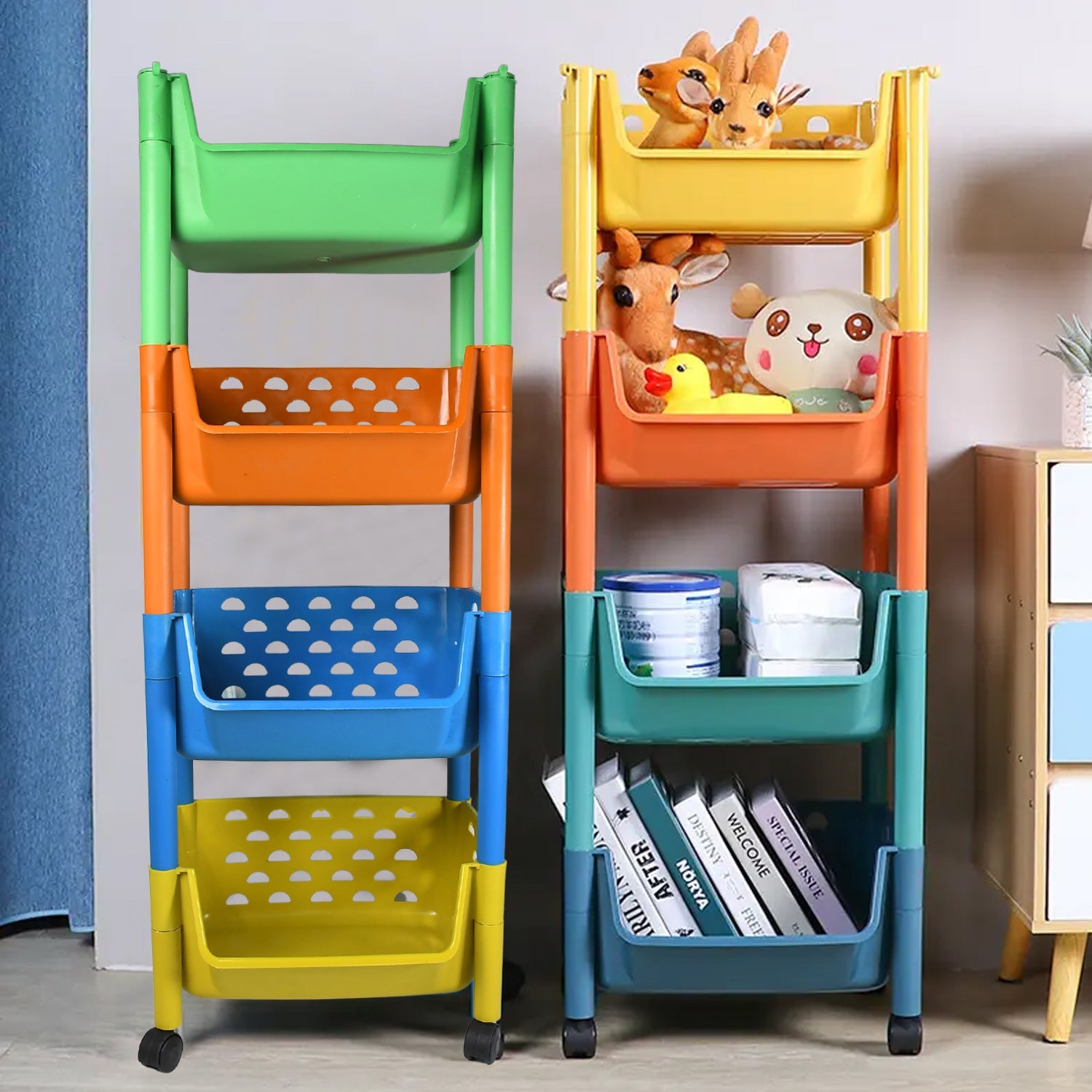 5298 4 Layers Fruit & Vegetable Basket Trolley Plastic for Home and Kitchen Fruit Basket Storage Rack Organizer Holders Kitchen Trolley DeoDap 5298 4 Layers Fruit & Vegetable Basket Trolley Plastic for Home and Kitchen Fruit Basket Storage Rack Organizer Holders Kitchen Trolley DeoDap